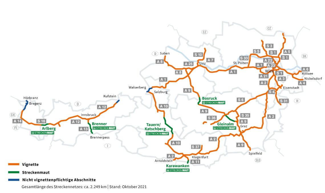 mapa dialnice rakusko